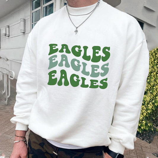 Eagles Letter Print Men's Crew Neck Sweatshirt