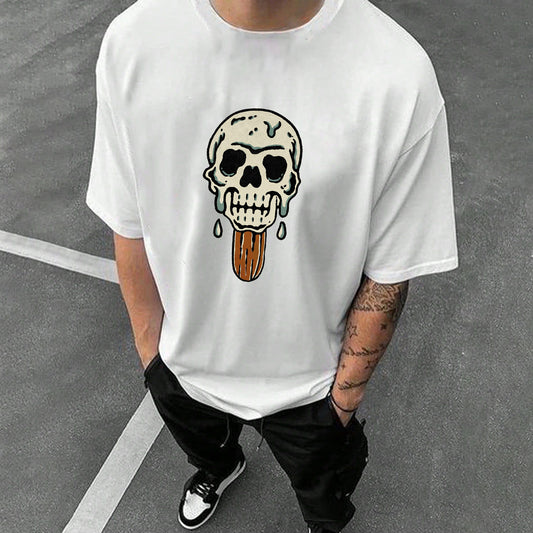 Skull Print Men's Cotton T-shirt