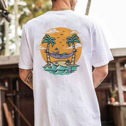 The skull is on vacation Men's T-shirt 230g