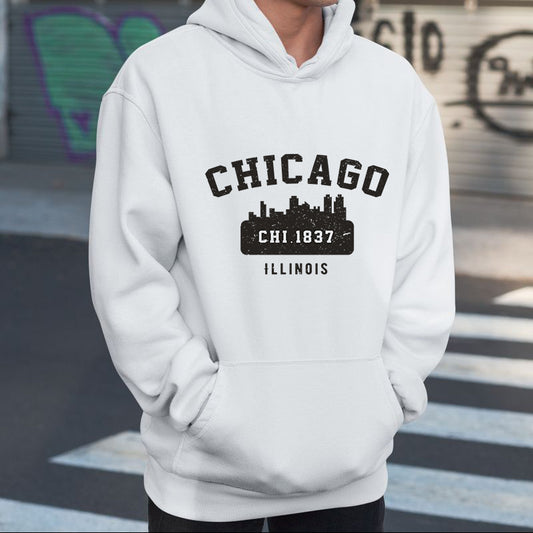 NOVAROPA™Chicago Print Men's Fleece Hoodie