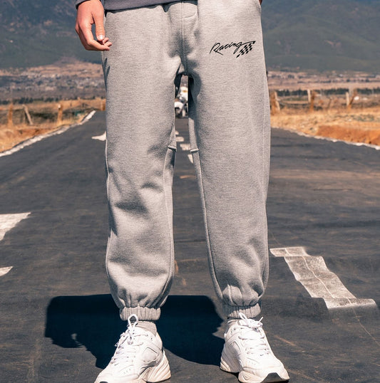 Racing Graphic Print Men's Streetwear Sweatpants