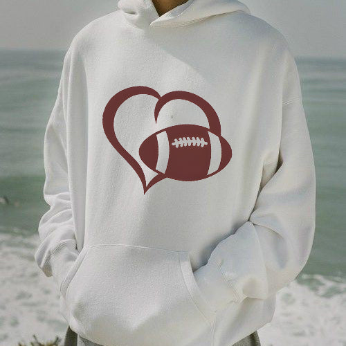 Love Football Print Men's Fleece Hoodie