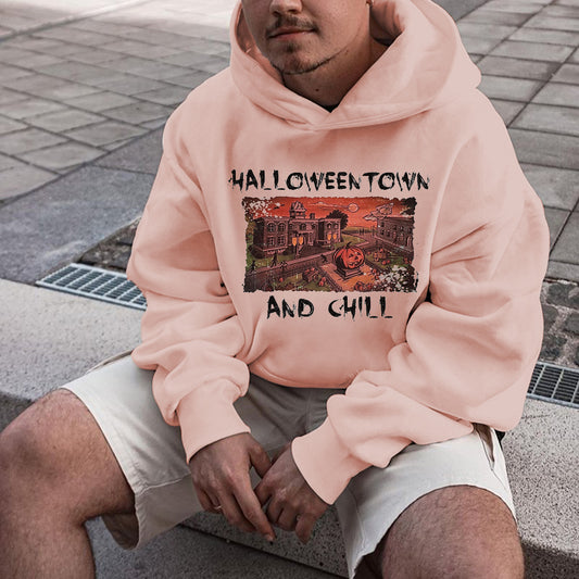 Halloween Alphabet Graphics Casual Men's Hoodie Sweatshirt