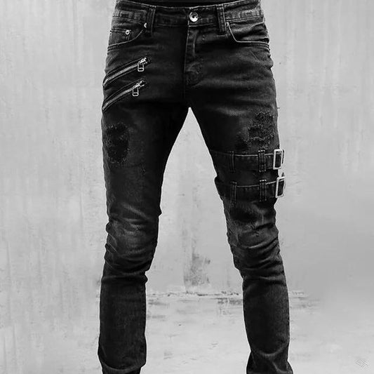 Stylish Moto-inspired Distressed Skinny Jeans