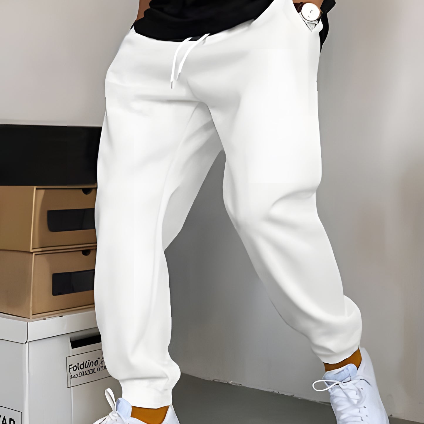 Men's White Color Sweatpants