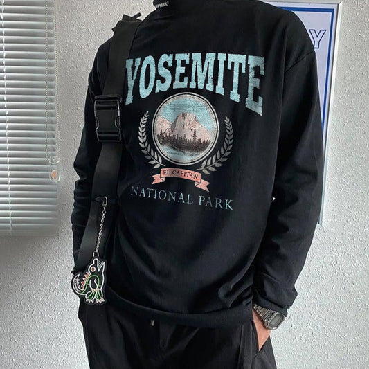 Yosemite Print Men's Casual Long Sleeved T-shirts-B