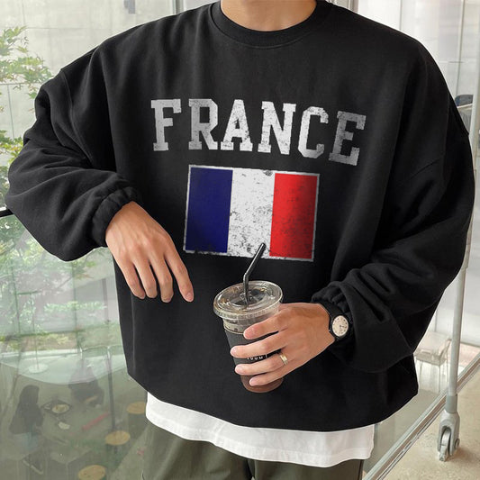 France Print Men's Crew Neck Sweatshirt