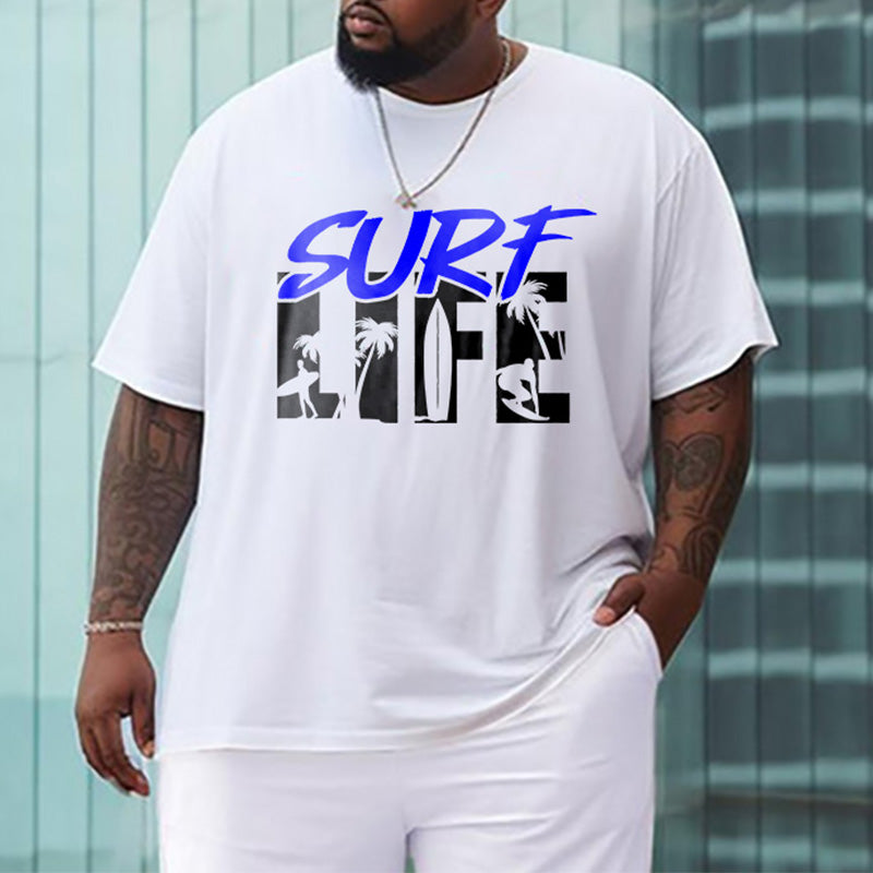 Men's Surf Life Palm Tree Letter Print T-shirt
