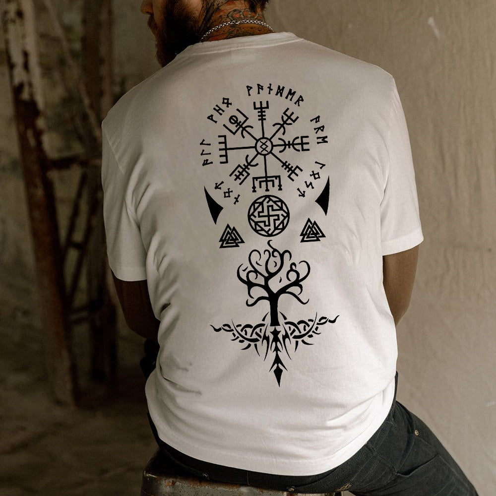 Nordic Symbols Viking Runes and Valknut Print T-Shirt