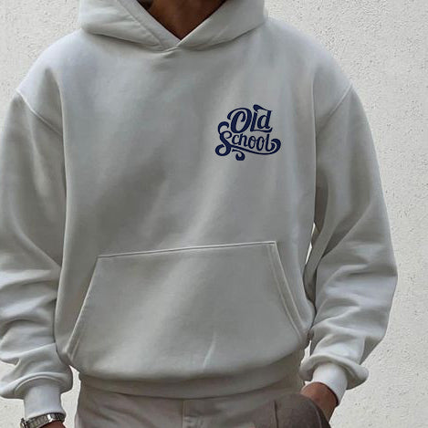 Old School Letter Print Fleece Hoodie