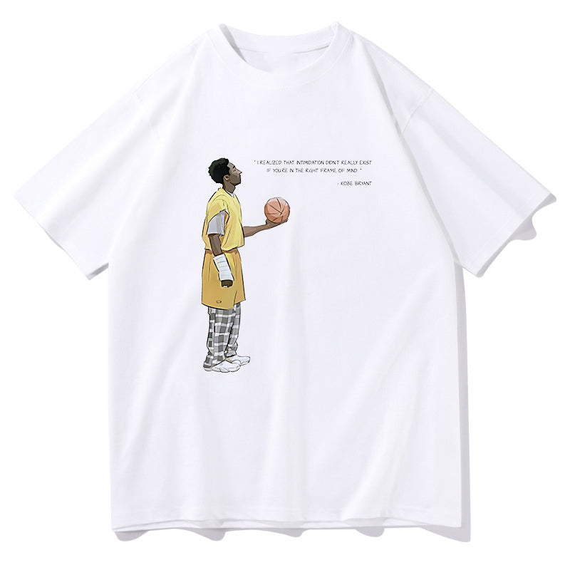 Motivational Quote Kobe Bryant Cartoon Print Fan Tee