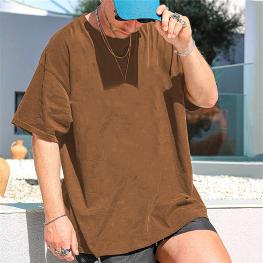 Solid Color Loose Casual Short Sleeve Men's T-Shirt