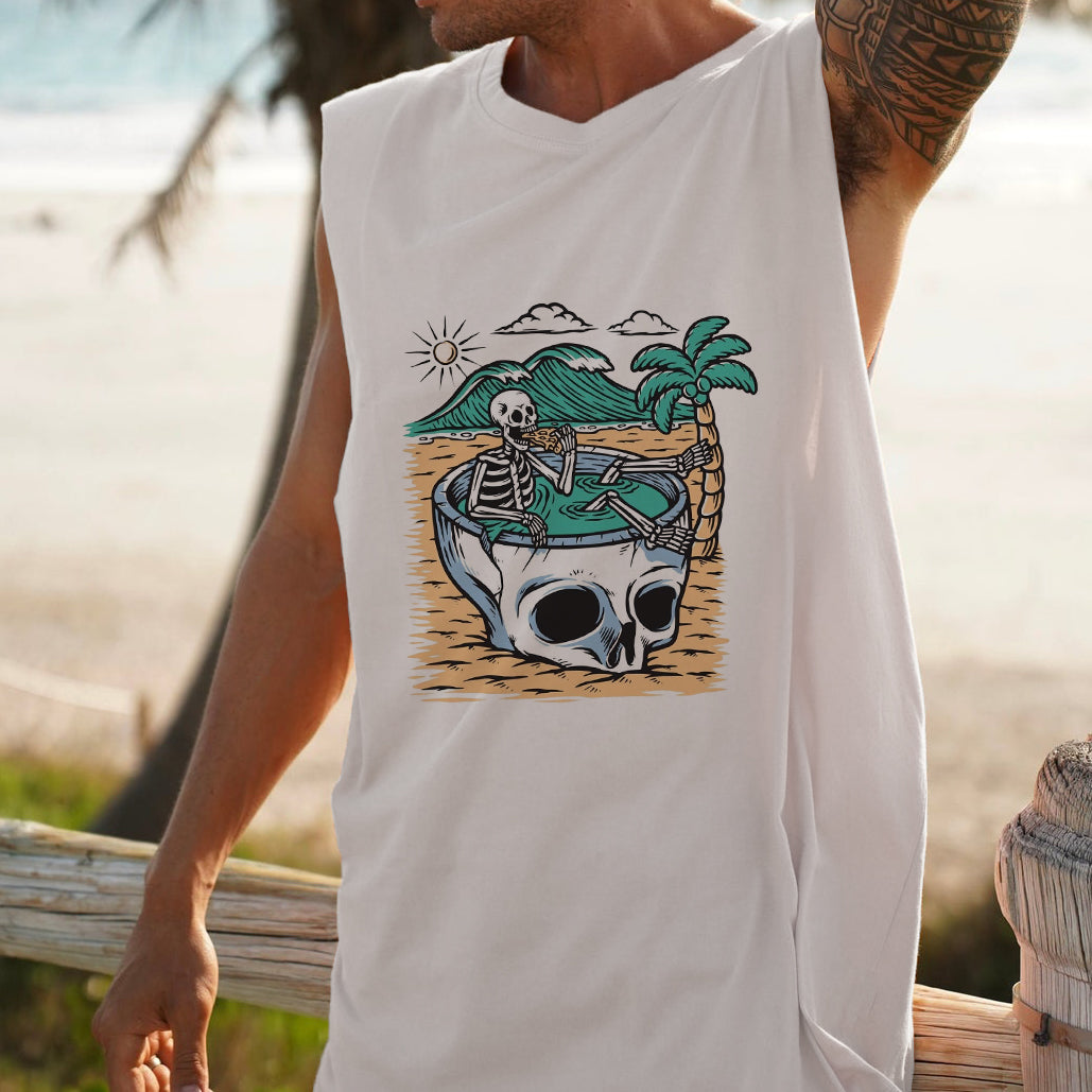 Skull on Vacation Men's Tank Top-B