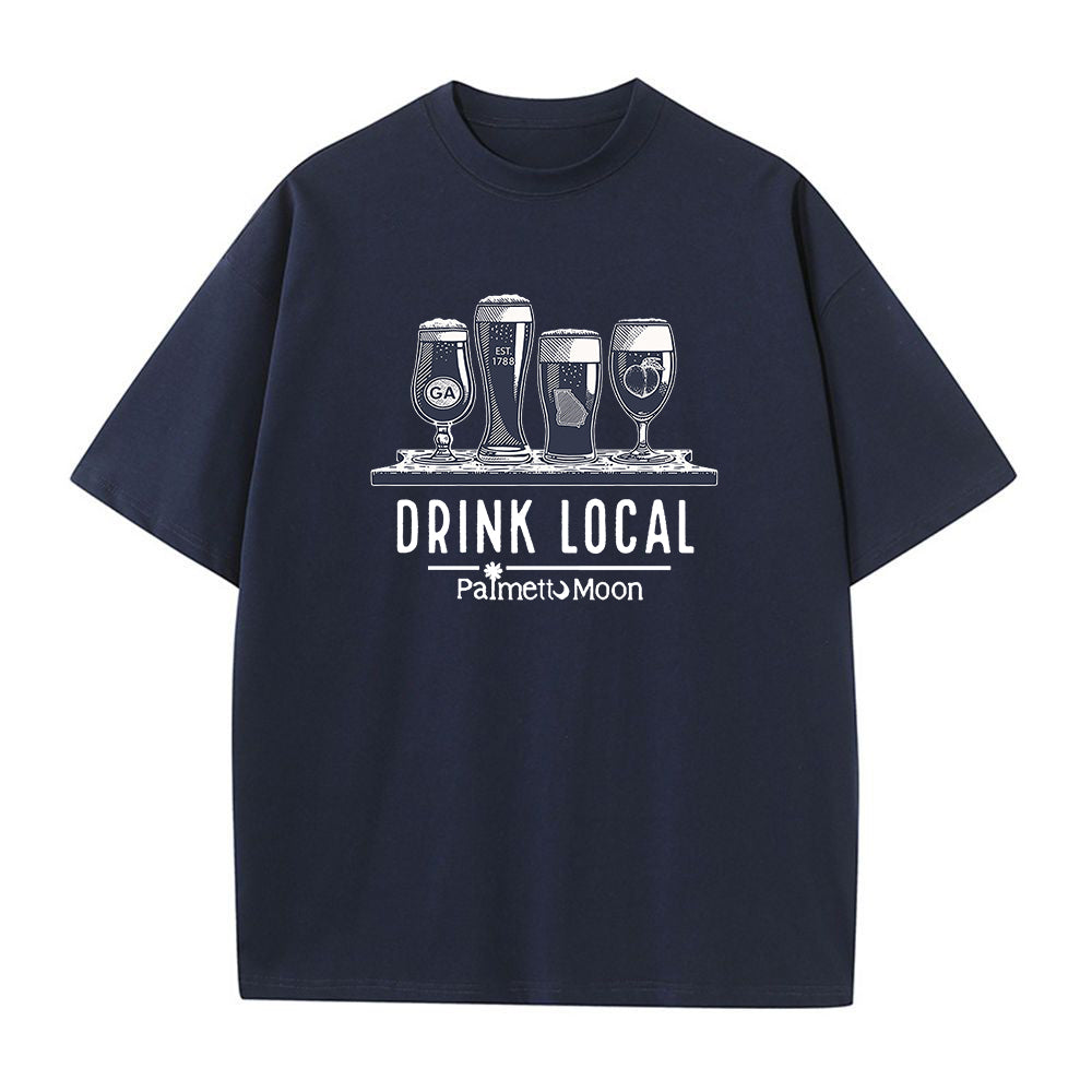 Clearance-Drink Local Men's Cotton T-shirt Navy