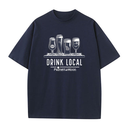 Clearance-Drink Local Men's Cotton T-shirt Navy