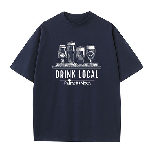 Clearance-Drink Local Men's Cotton T-shirt Navy