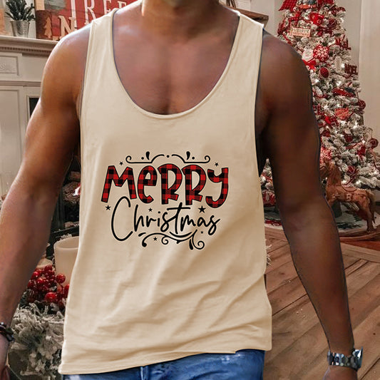 Merry Christmas Singlet Letter Print Men's Tank Top