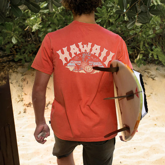Hawaii Beach Vacation Surf Graphic Print Casual Men's T-Shirt