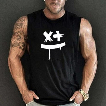 Trendy Personality Smiley Print Sleeveless Casual Vest