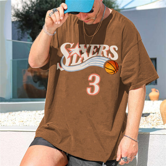 Letter Print Basketball Casual Graphic Men's T-Shirt