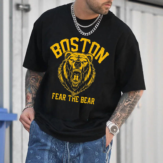 Boston Bruins Bear Men's Cotton T-shirt