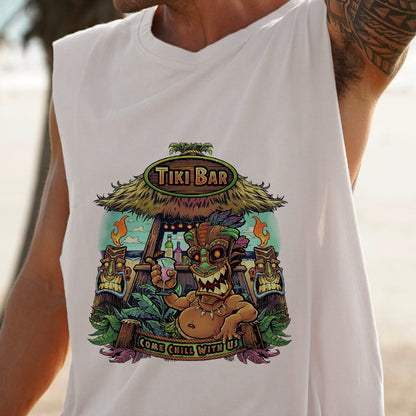 Tropical Vibes Tiki Bar Men's Casual Tank Top-B