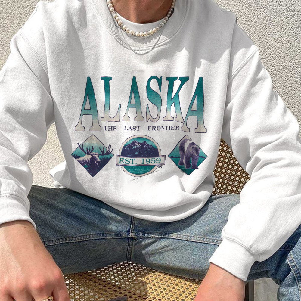 Alaska Graphic Casual Men's Crew Neck Sweatshirt