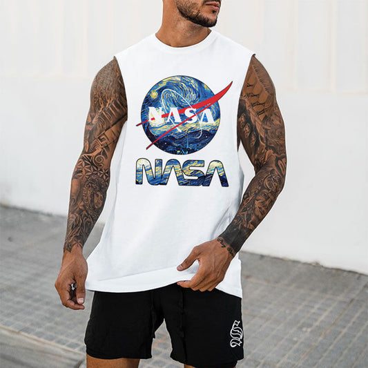 Clearance-NASA Graphic Print Casual Men's Tank Top-2XL