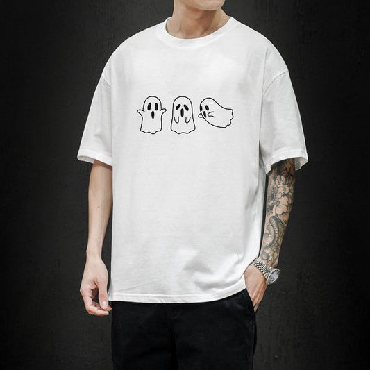 Ghost Print Men's Cotton T-shirt 230g