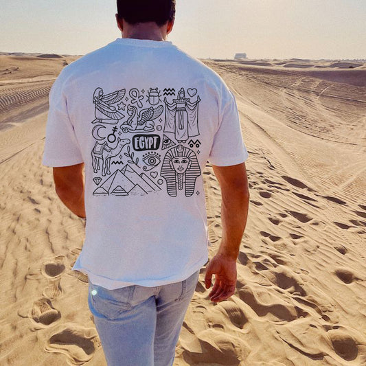 Egyptian Cultural Elements Print Men's T-shirt 230g