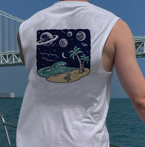 Surfing Graphic Print Men's Tank Top-C