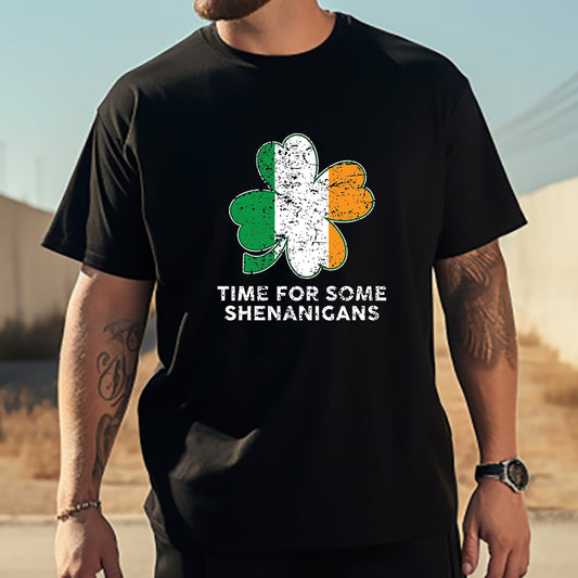 Irish Flag Tri-Color Clover Shenanigans Time Tee