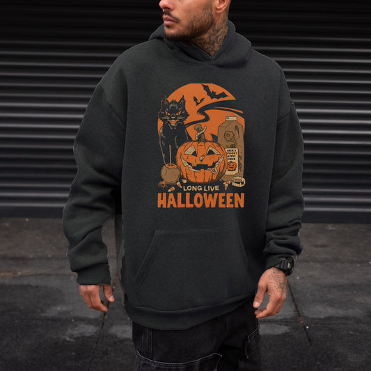 Halloween Print Fleece Oversized Hoodie