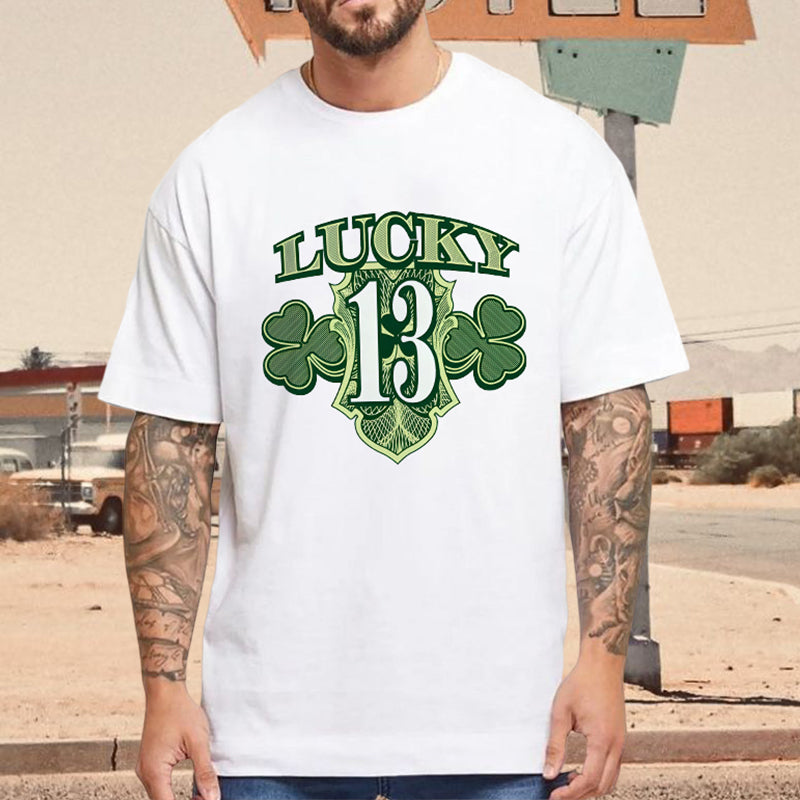 Lucky 13 Shamrock Irish Pride Men's White Tee