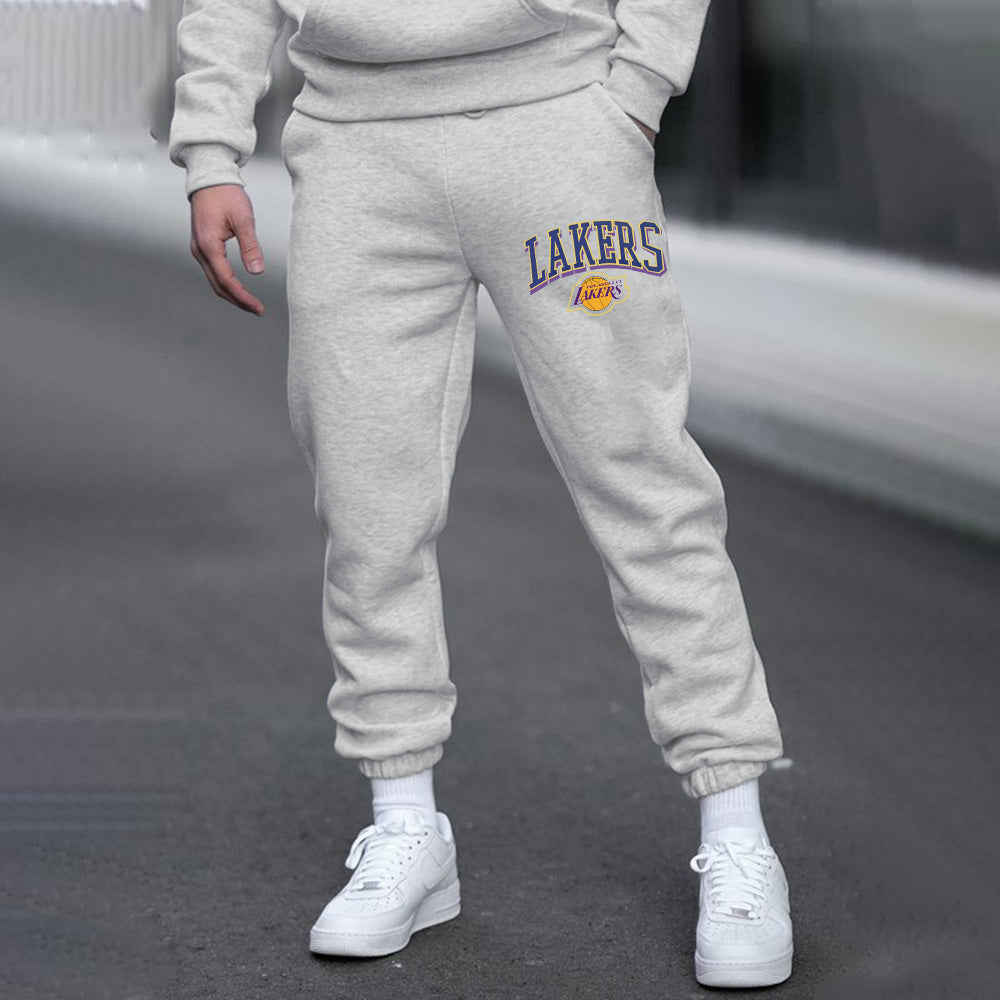 Lakers Men's Sports Streetwear Elastic Waistband Fleece Sweatpants
