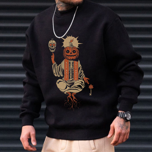 Pumkin and Skull Print Sweatshirt