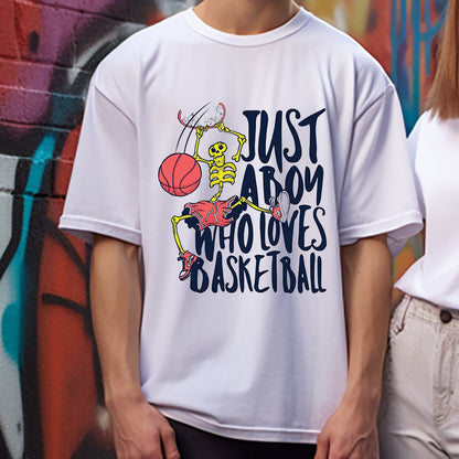 Basketball Enthusiast Sporty Skeleton Tee