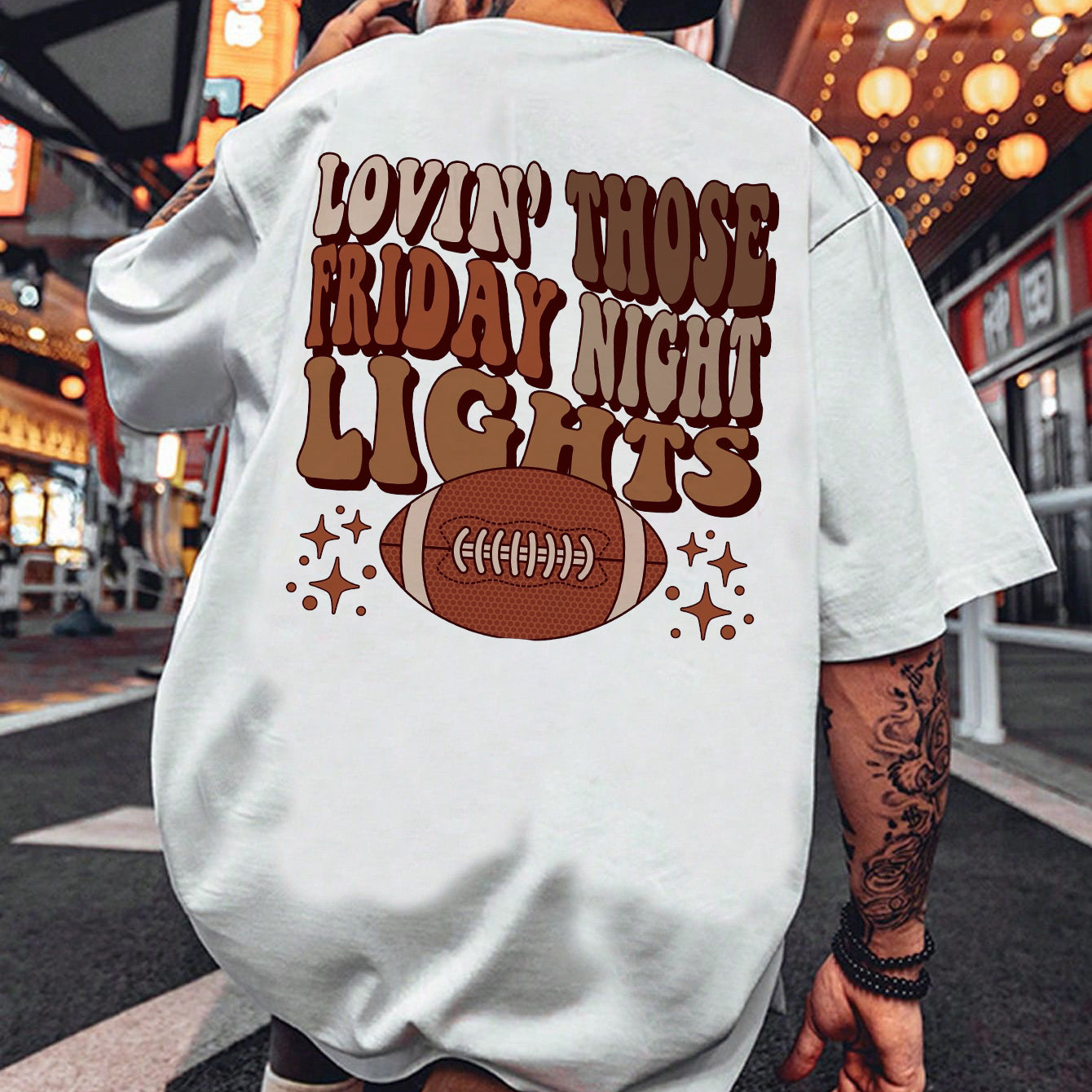 Football Friday Night Letter Print Cotton T-shirt