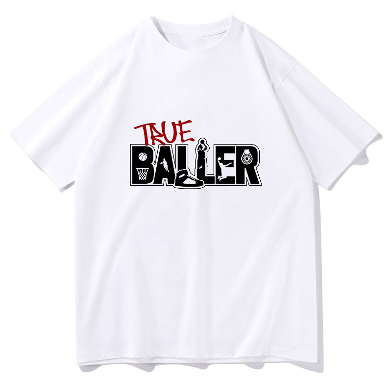 Basketball-inspired True Baller Letter Print Tee