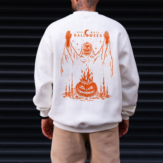 Halloween Print White Sweatshirt