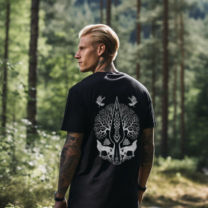 Life of Tree Yggdrasil Retro Viking Culture Graphic T-shirt