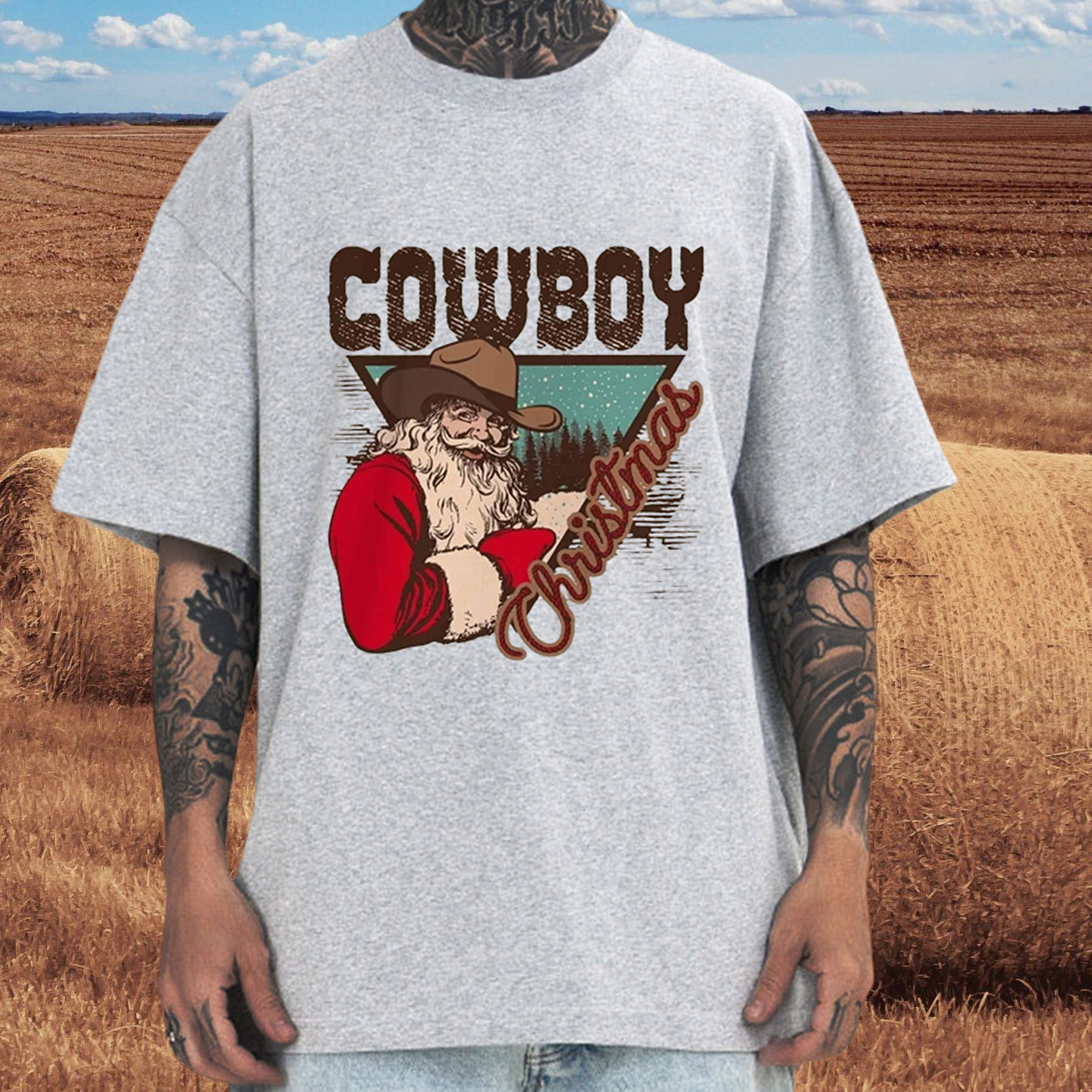Christmas Cowboy Men's Cotton T-shirt