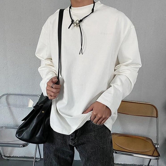 Men's Casual Solid Color Long Sleeved T-shirts-B