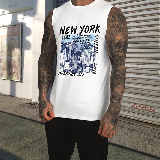 Men's New York City Print Tank Top-C