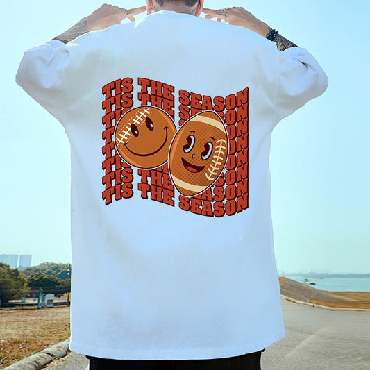 Smiley Face Rugby Print Cotton T-shirt