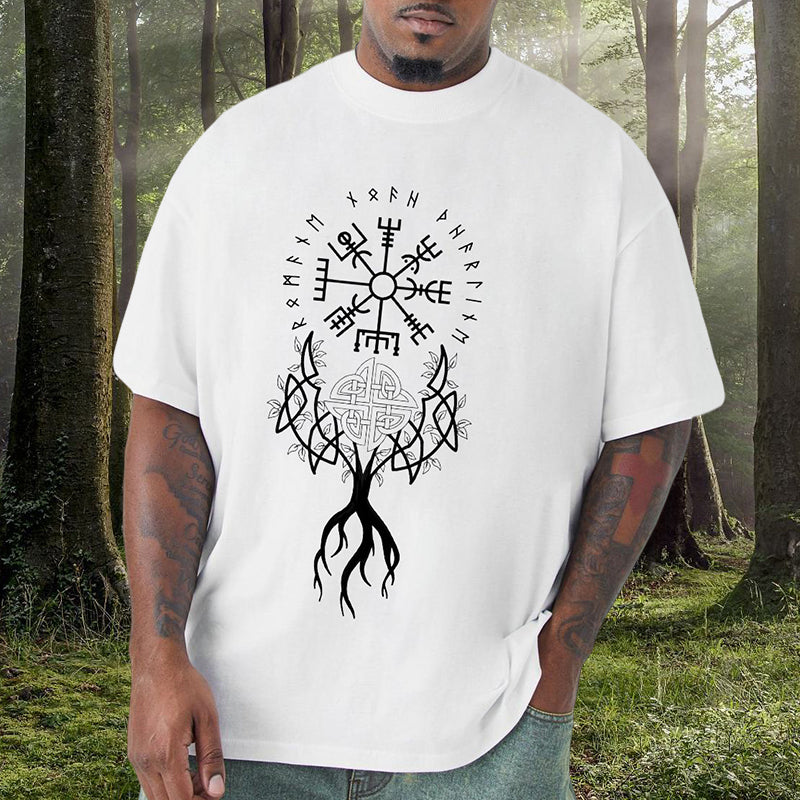 Viking Runes and Tree of Life Retro Graphic T-shirt