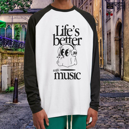 Life's Better With Music Men's Cotton Reglan T-shirt