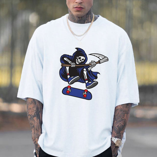 Skull and Skateboard Men's Cotton T-shirt 230 GSM