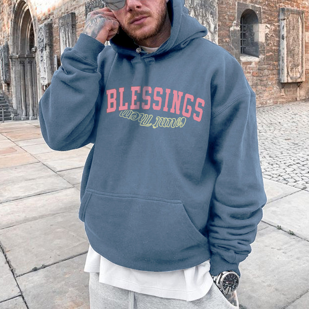 Clearance-Blessings Graphic Print Casual Men's Hooded-M
