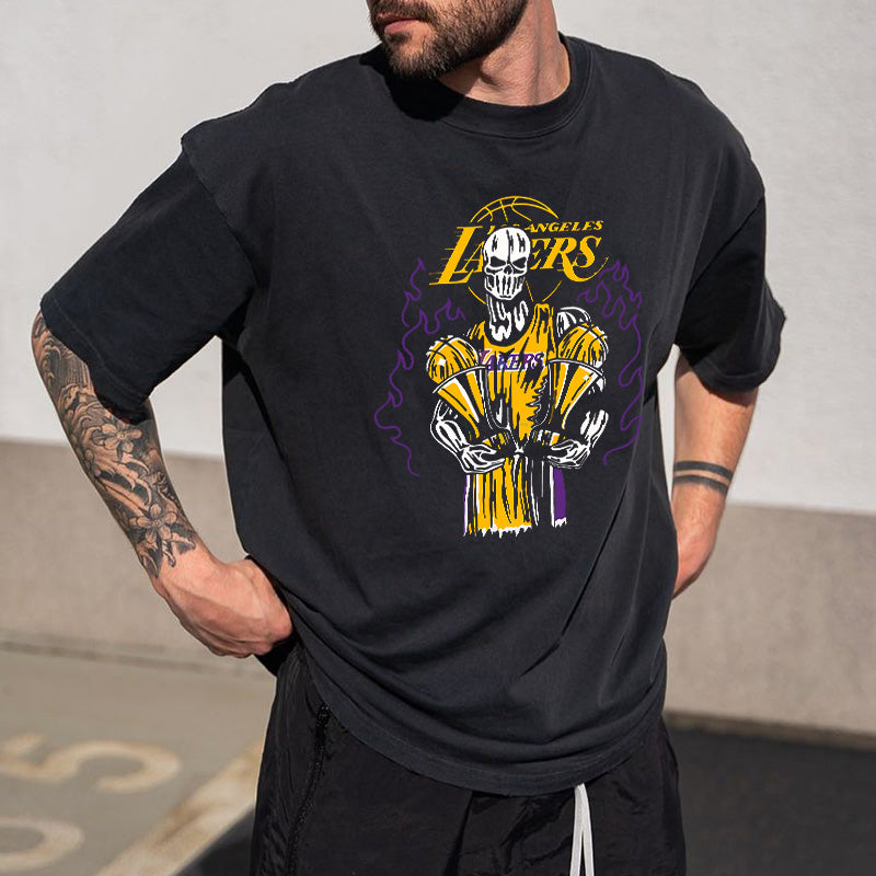 Men's Los Angeles Lakers Skull Printed T-Shirts
